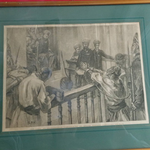 Framed rare vintage engraving, used