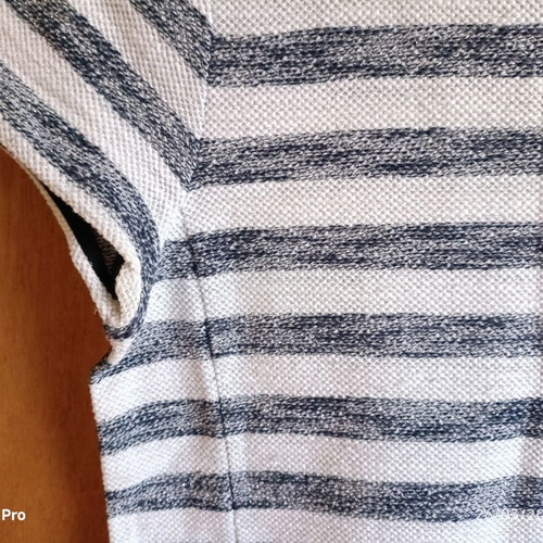 Striped blouse with shimmer, size S, white and navy