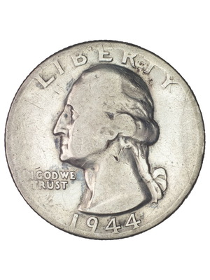 Quarter Dollar 1944 used silver coin