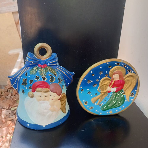 Ceramic Christmas candleholders used, set of 2