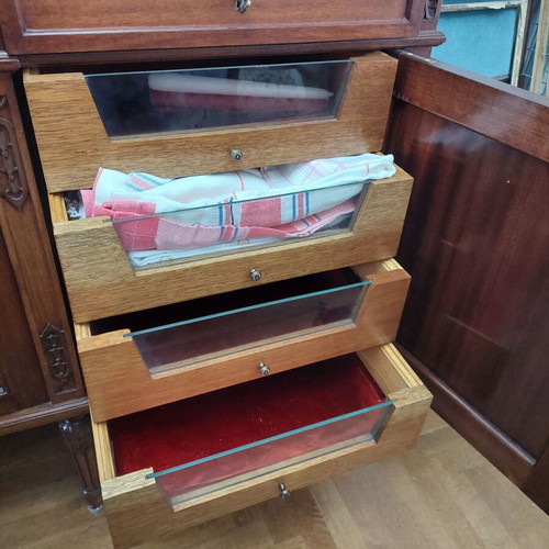Classic vintage solid wood buffet with large mirror used