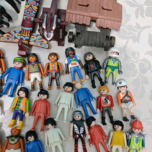 Playmobil figures pack of 41 with 7 horses and a car used