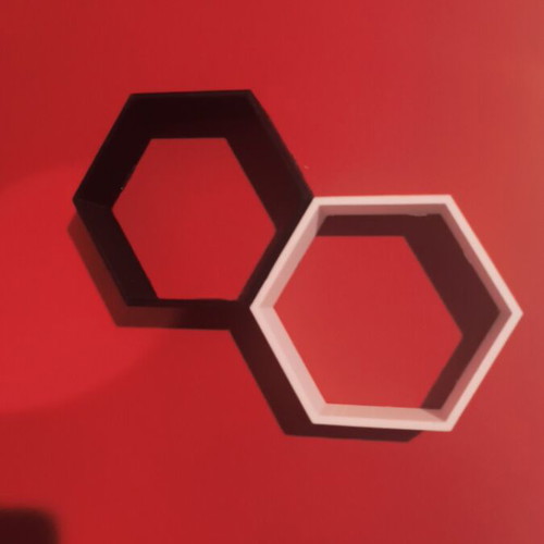 Hexagon decorative wall shelf, handmade 3D printed, multiple colors