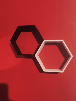 Hexagon decorative wall shelf, handmade 3D printed, multiple colors
