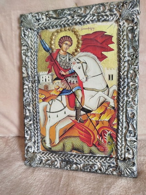 Saint George Trophy-Bearer image handmade clay new 25x35