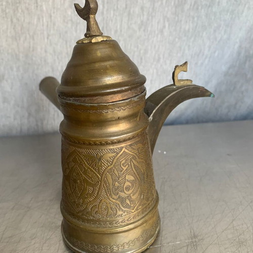 Coffee cezve old used, copper and brass