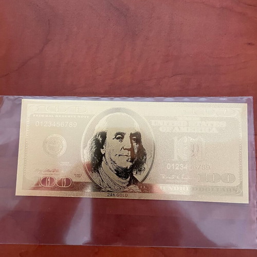 US Dollars in 23K Gold Foil new, set of 7 pieces
