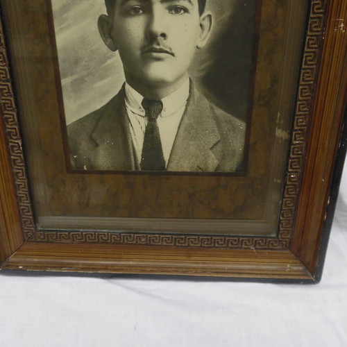 Prewar wooden and plaster frame with old photograph