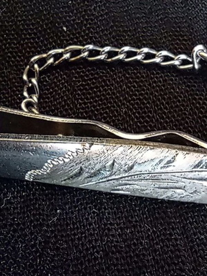 Silver 925 Tie Clip with Safety Chain like new