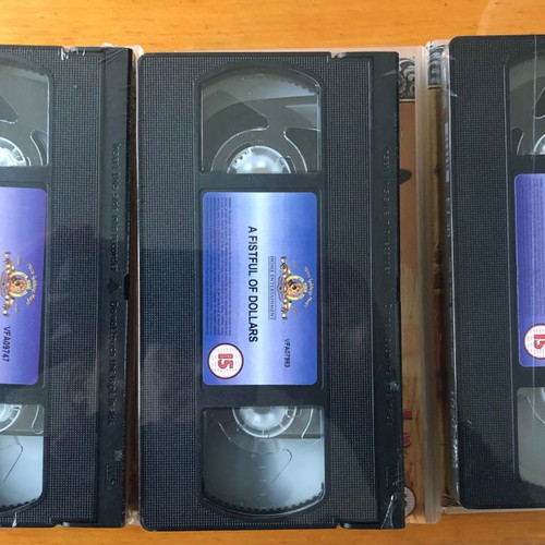 Sergio Leone video cassettes new, epic western trilogy, 3 pieces