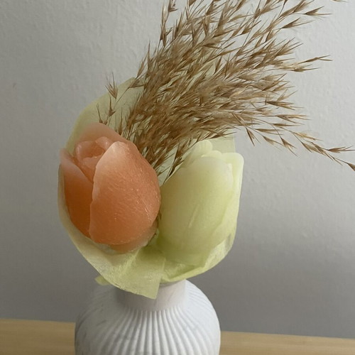 Plaster vase with two candles handmade