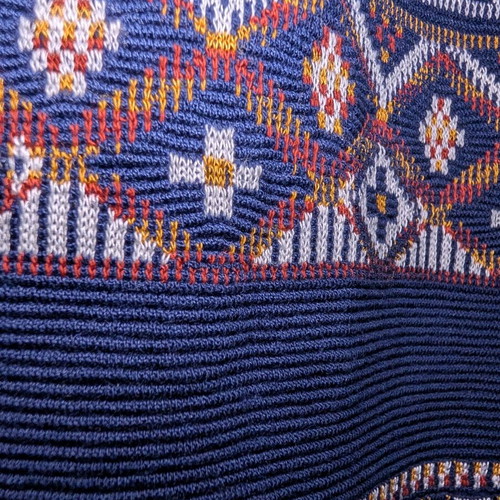 Knit dress with ethnic pattern navy size S 38 like new