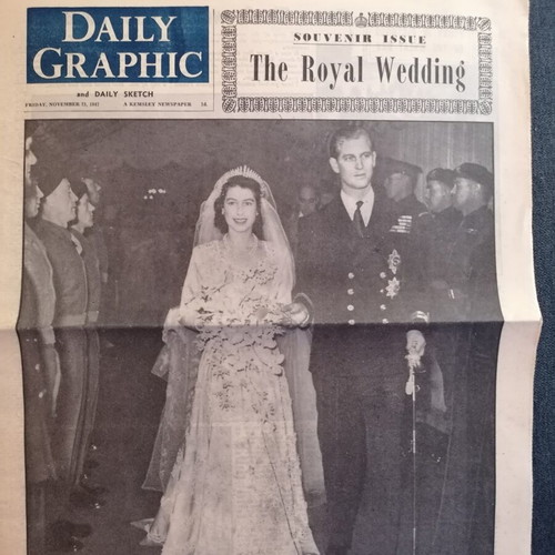 Daily Graphic newspaper used, Royal Wedding of Elizabeth 1947