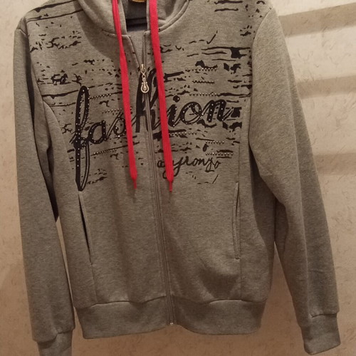 Women's sweatshirt with zipper XXL used, gray and pink