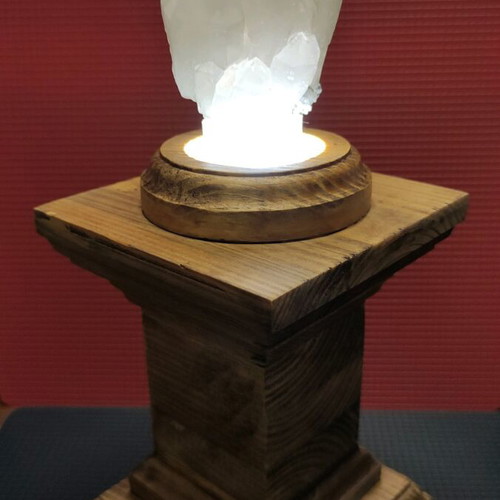 Polydidymos Quartz Crystal in Handmade Antique Wooden Base