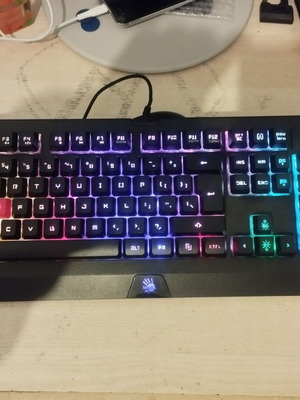Bloody wired gaming keyboard BLD-B120N used, RGB backlit, black with minor defect