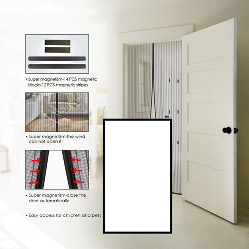 Mycarbon magnetic door screen 80 x 200 cm, black, no drilling