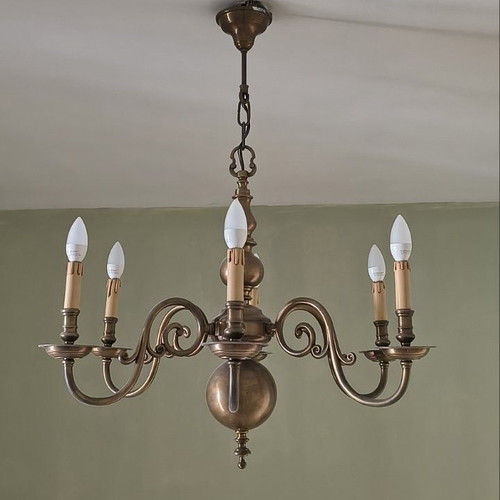 Bronze chandelier with 6 lamps like new