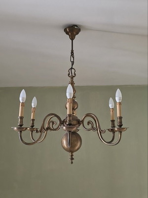 Bronze chandelier with 6 lamps like new