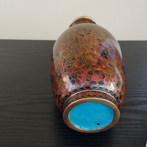Cloisonne vintage decorative vase like new with metal