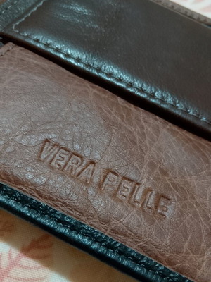 Vera Pelle leather men's wallet, black and brown