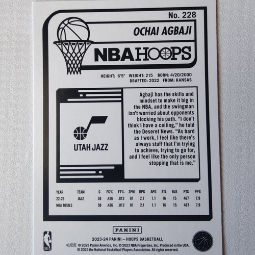 Parallel κάρτα Ochai Agbaji Neon Green NBA Hoops 2023-24, νέα