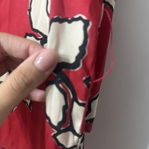Zara red dress with belt and unique neck buttons, size M