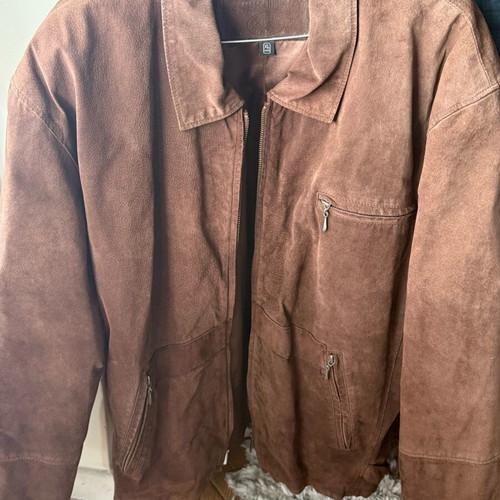Men's suede leather jacket like new, brown, XL