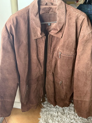 Men's suede leather jacket like new, brown, XL