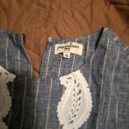 Pepaloves linen blouse with lace detail grey like new XS