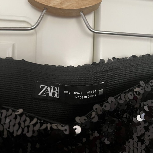 Zara sequined pants size large like new, black
