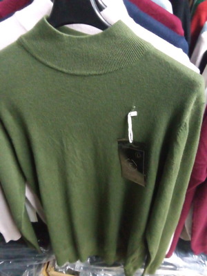 Aape By A Bathing Ape® men's wool semi-turtleneck sweater green new