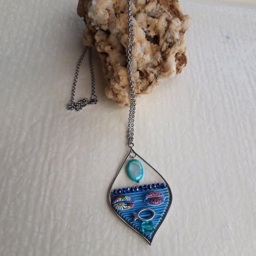 Handmade necklace with summer theme like new, blue