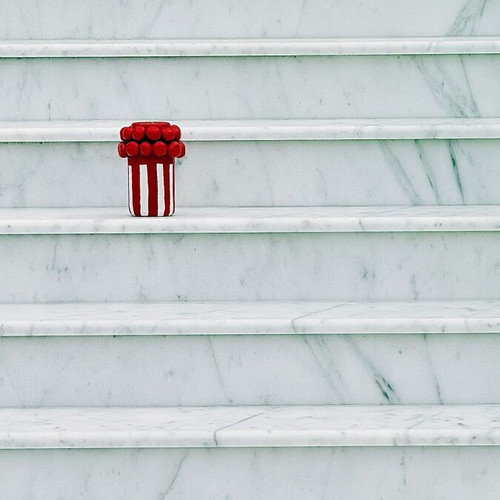 Handmade vase with 3D elements, red