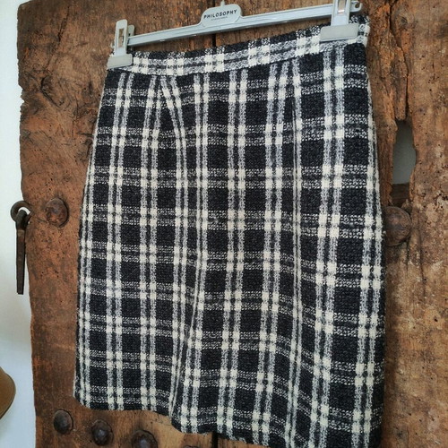 Vintage wool set with plaid skirt and knit tank top used