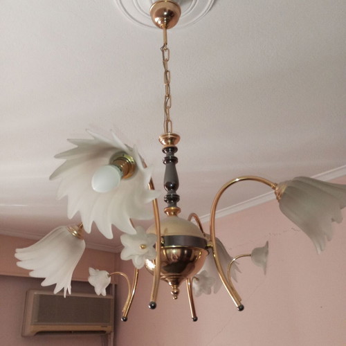 Glass and metal multi-light fixture like new