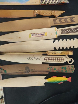 Set of 9 wooden paper cutters used, from Mount Athos and Lesbos