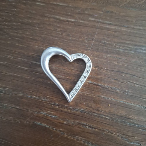 Silver heart pendant used, 925 stamp