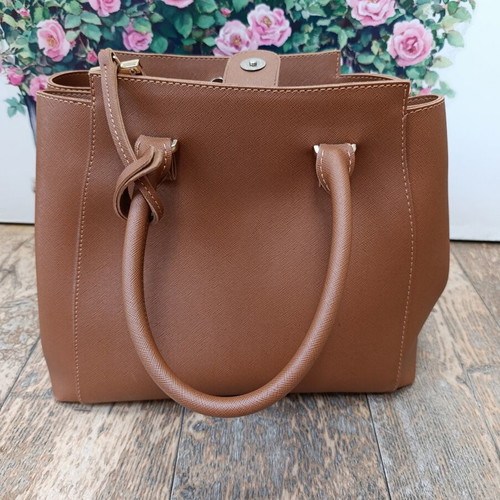 Laura Ashley handheld bag like new, camel color, saffiano look