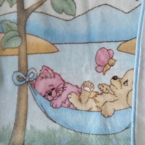 Baby blankets used, set of three, one with zipper sleeping bag