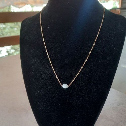 Rose Gold Necklace Stainless Steel with White Stone and Beads like new