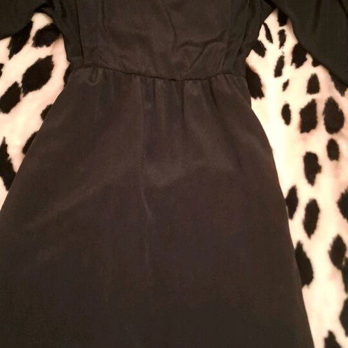 Satin dress with embroidered sheer bust and back like new, black, size M