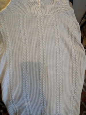 Jeanne Pierre White Cable Knit Long Sleeve Turtleneck Sweater size XL like new