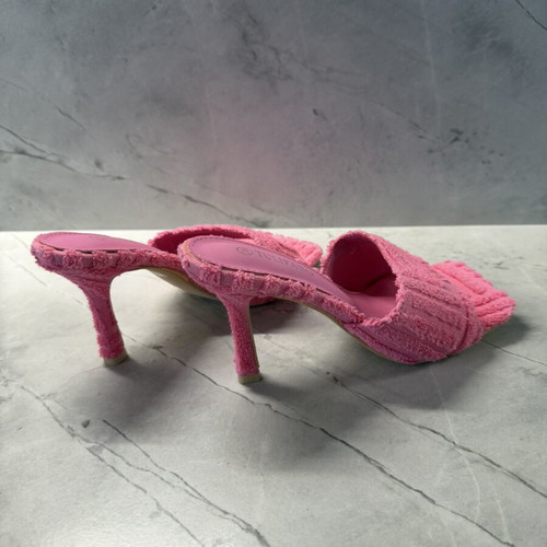 Barbie Pink Terry Towelling Square-Toe Heeled Mules Size 38 New