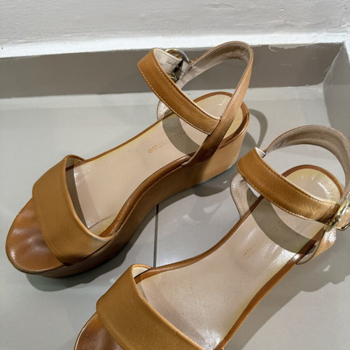 Platform sandals size 41 used, tan color, 8cm heel