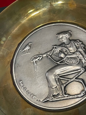 Плато Ilias LALAOUNIS употребявано с 925 сребро винтидж 16x16 см