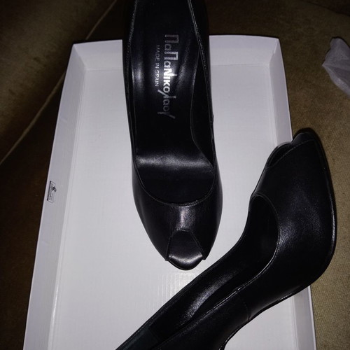 Papnikolaou leather peep-toe shoe used, size 36, black