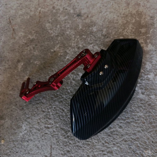 Motorcycle rear wheel mudguard new, red and black carbon style