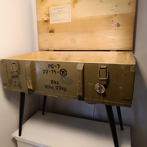 Russian army ammunition box table, antique