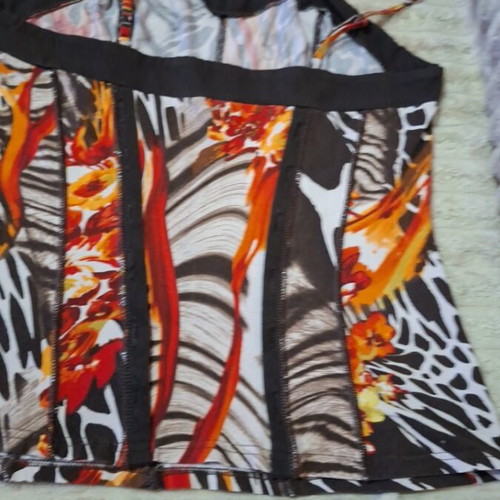 Vintage RAXEVSKY Y2K Corset-Style Top with Animal and Floral Print Size XL like new